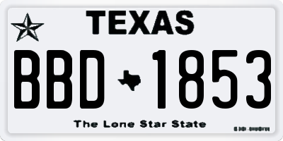 TX license plate BBD1853