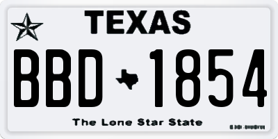 TX license plate BBD1854