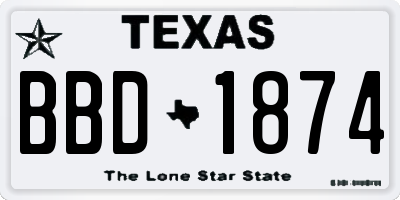 TX license plate BBD1874