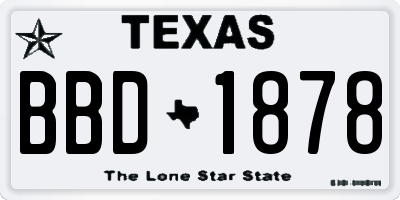 TX license plate BBD1878