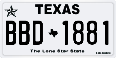 TX license plate BBD1881