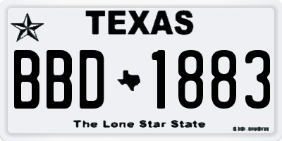 TX license plate BBD1883