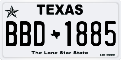 TX license plate BBD1885