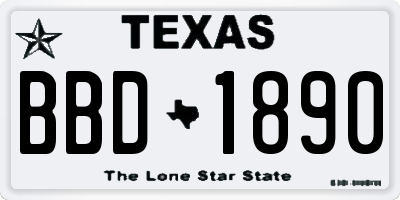 TX license plate BBD1890
