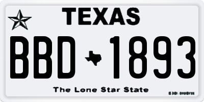 TX license plate BBD1893