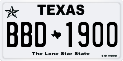 TX license plate BBD1900