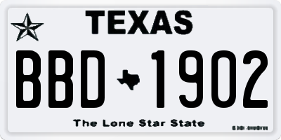 TX license plate BBD1902