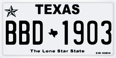 TX license plate BBD1903