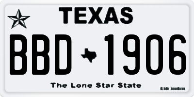 TX license plate BBD1906