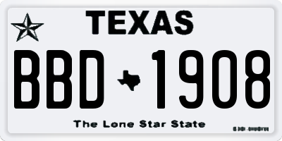 TX license plate BBD1908
