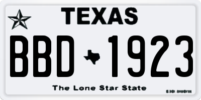 TX license plate BBD1923