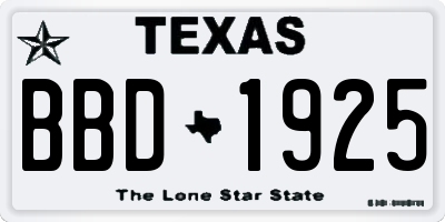 TX license plate BBD1925