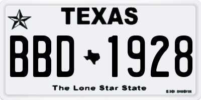 TX license plate BBD1928