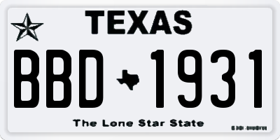 TX license plate BBD1931