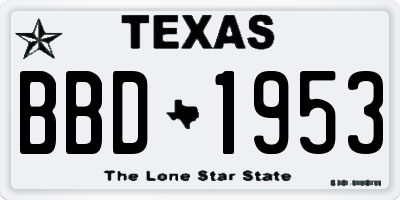 TX license plate BBD1953