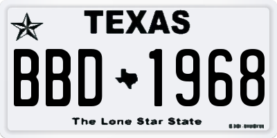 TX license plate BBD1968