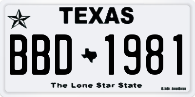 TX license plate BBD1981