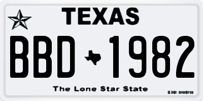 TX license plate BBD1982