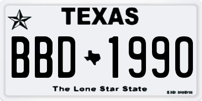 TX license plate BBD1990
