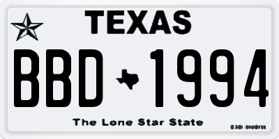 TX license plate BBD1994
