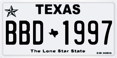 TX license plate BBD1997