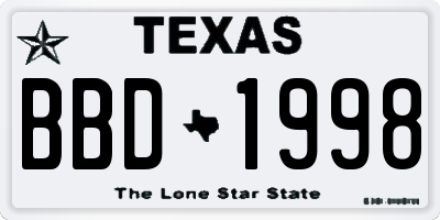 TX license plate BBD1998