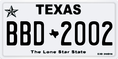 TX license plate BBD2002