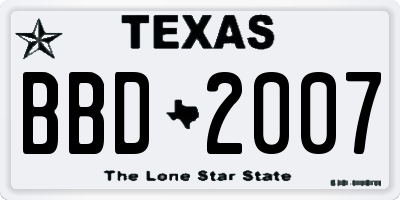 TX license plate BBD2007