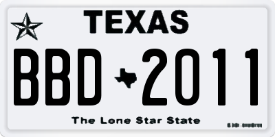 TX license plate BBD2011