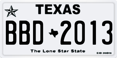 TX license plate BBD2013