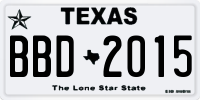 TX license plate BBD2015