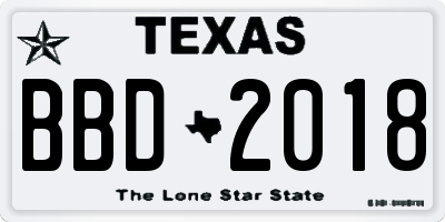 TX license plate BBD2018