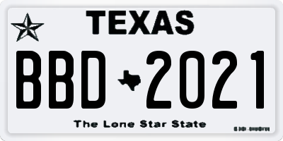 TX license plate BBD2021