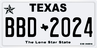 TX license plate BBD2024