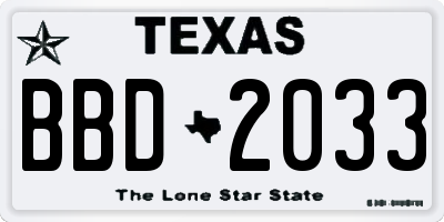 TX license plate BBD2033