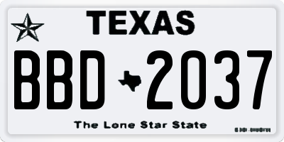 TX license plate BBD2037