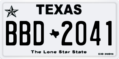 TX license plate BBD2041