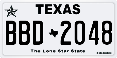 TX license plate BBD2048