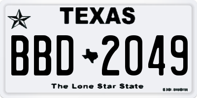 TX license plate BBD2049