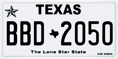 TX license plate BBD2050