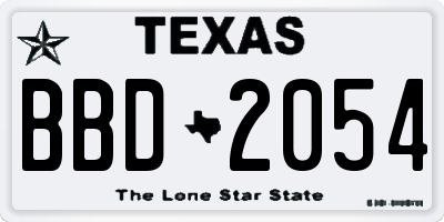 TX license plate BBD2054