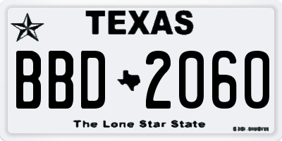 TX license plate BBD2060
