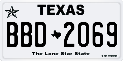 TX license plate BBD2069