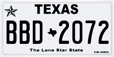 TX license plate BBD2072