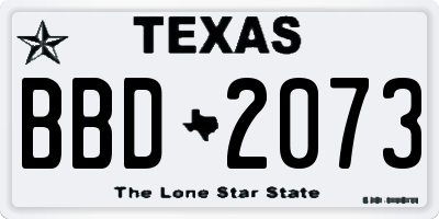 TX license plate BBD2073