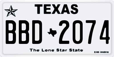 TX license plate BBD2074
