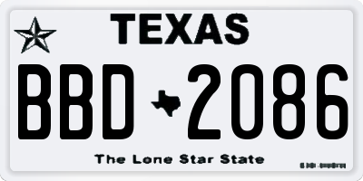 TX license plate BBD2086
