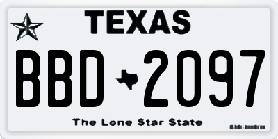 TX license plate BBD2097