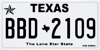 TX license plate BBD2109