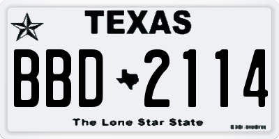 TX license plate BBD2114